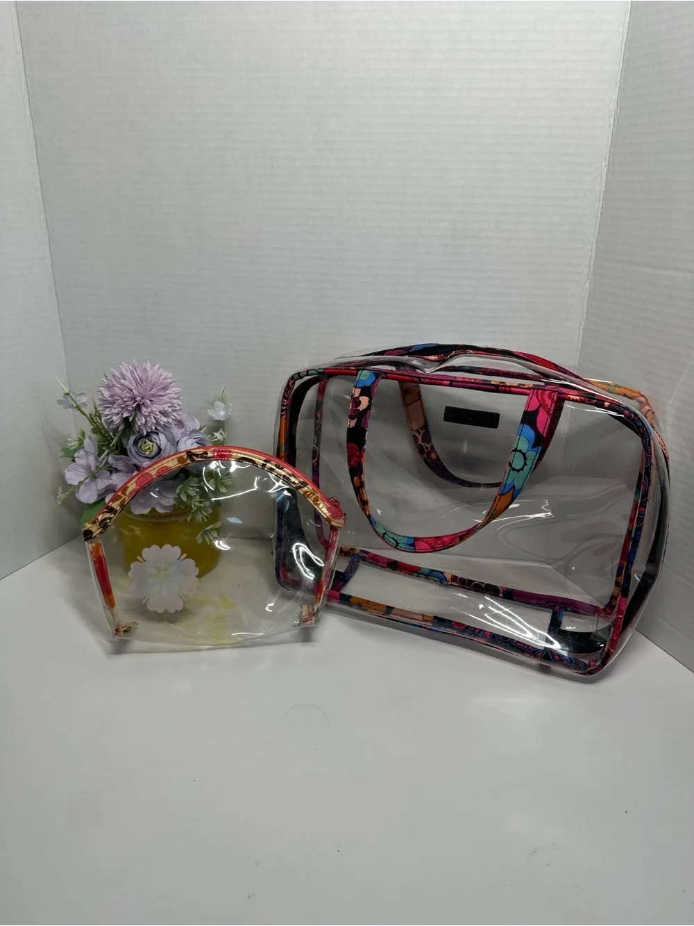Vera Bradley Clear Travel Tote and Floral-Trim Cosmetic Pouch - Multi